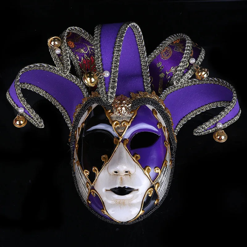 Mardi Gras Mask Baroque Venetian Mask Masquerade Halloween Vintage Jester Full Face Mask for Venice Carnival Party