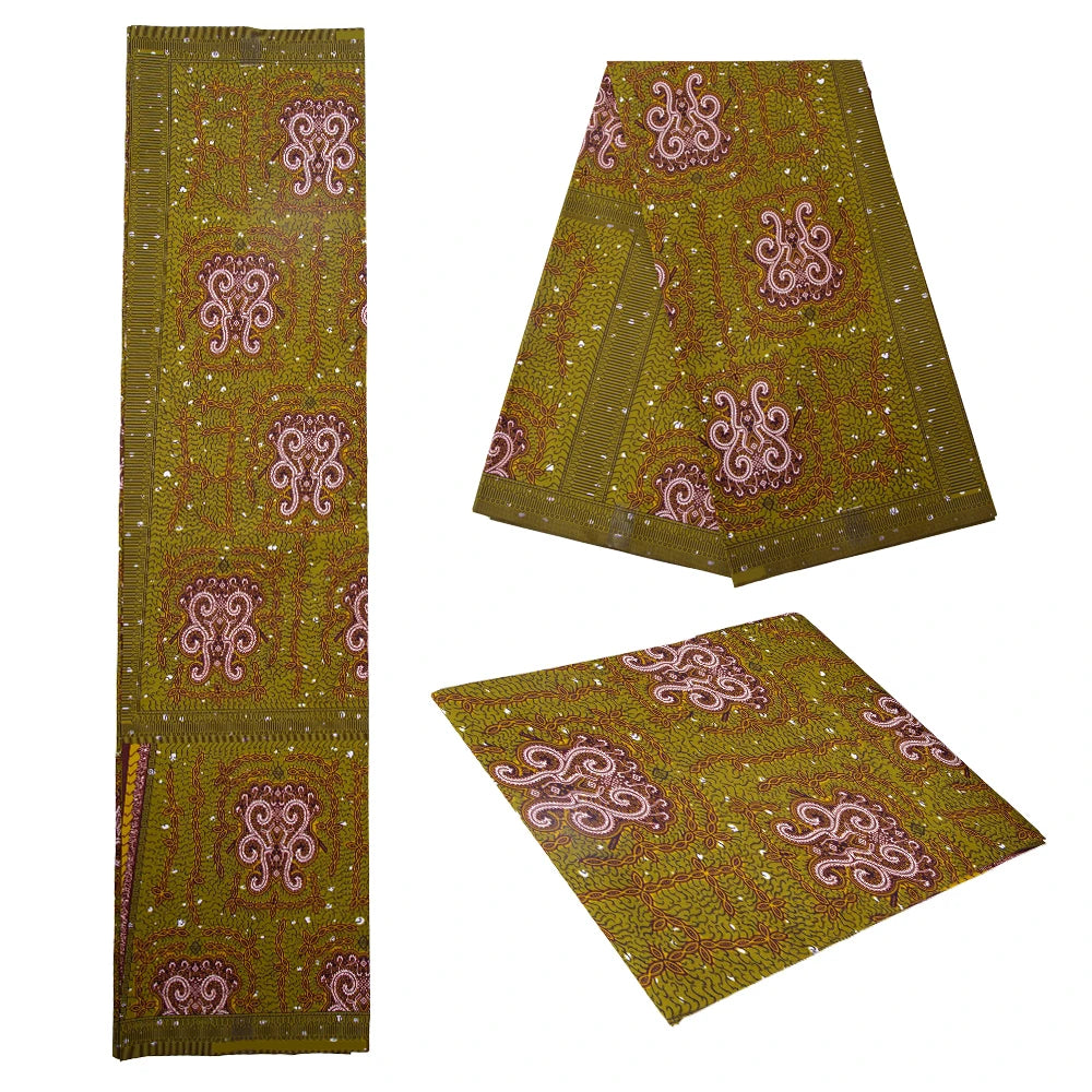Veritablewax Fan Pattern African Fabric By the Yard Polyester Material For Handsewing High Quality Cloth for Party Dress A-27