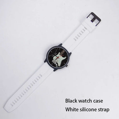 Guitar Bass Pattern Universal for Men Women Souvenir Composer Rose Gold Man Watch Silver Watches Black Bracelet Gift Clock