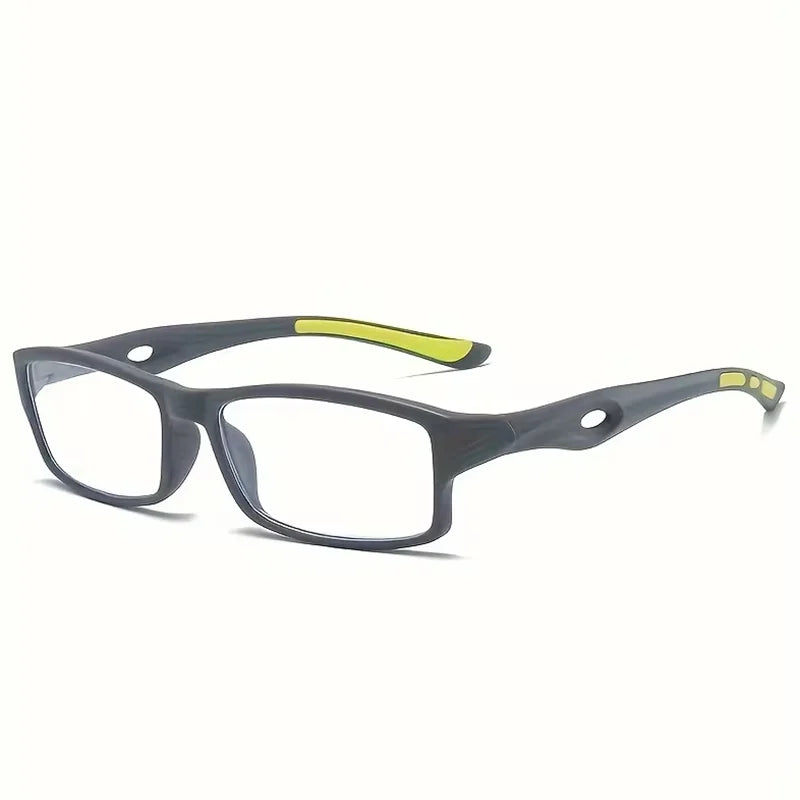 5PCS Sport Style Non-Prescription Reading Glasses Anti-Blue Light Rectangular Full Rim Eyewear, PC Frame Material