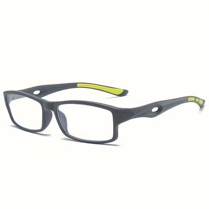 5PCS Sport Style Non-Prescription Reading Glasses Anti-Blue Light Rectangular Full Rim Eyewear, PC Frame Material