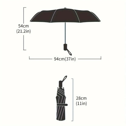 1PC - Portable, compact, transparent umbrella folding, fully automatic, transparent three fold umbrella rainproof
