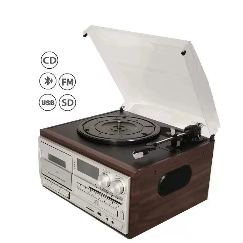 Classic Retro Multifunction 10-in-1 Gramophone Vinyl Record CD Player Tape Radio Speaker Gramophone
