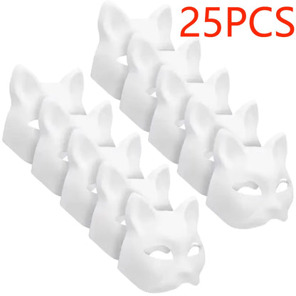 5-50Pcs Cat Fox Mask Halloween Blank Mask Costume for Kids Adults for Holiday Party Role playing accessories