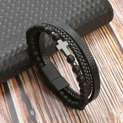 Classic Men's Leather Bracelet New Style Hand-woven Multi-layer Combination Accessory Fashion Man Jewelry