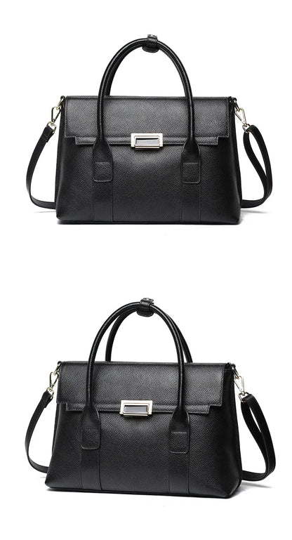 2024 New Genuine Leather Briefcase Women Handbags Large Capacity Ladies Fashion Cowhide Shoulder Messenger Bags Portable