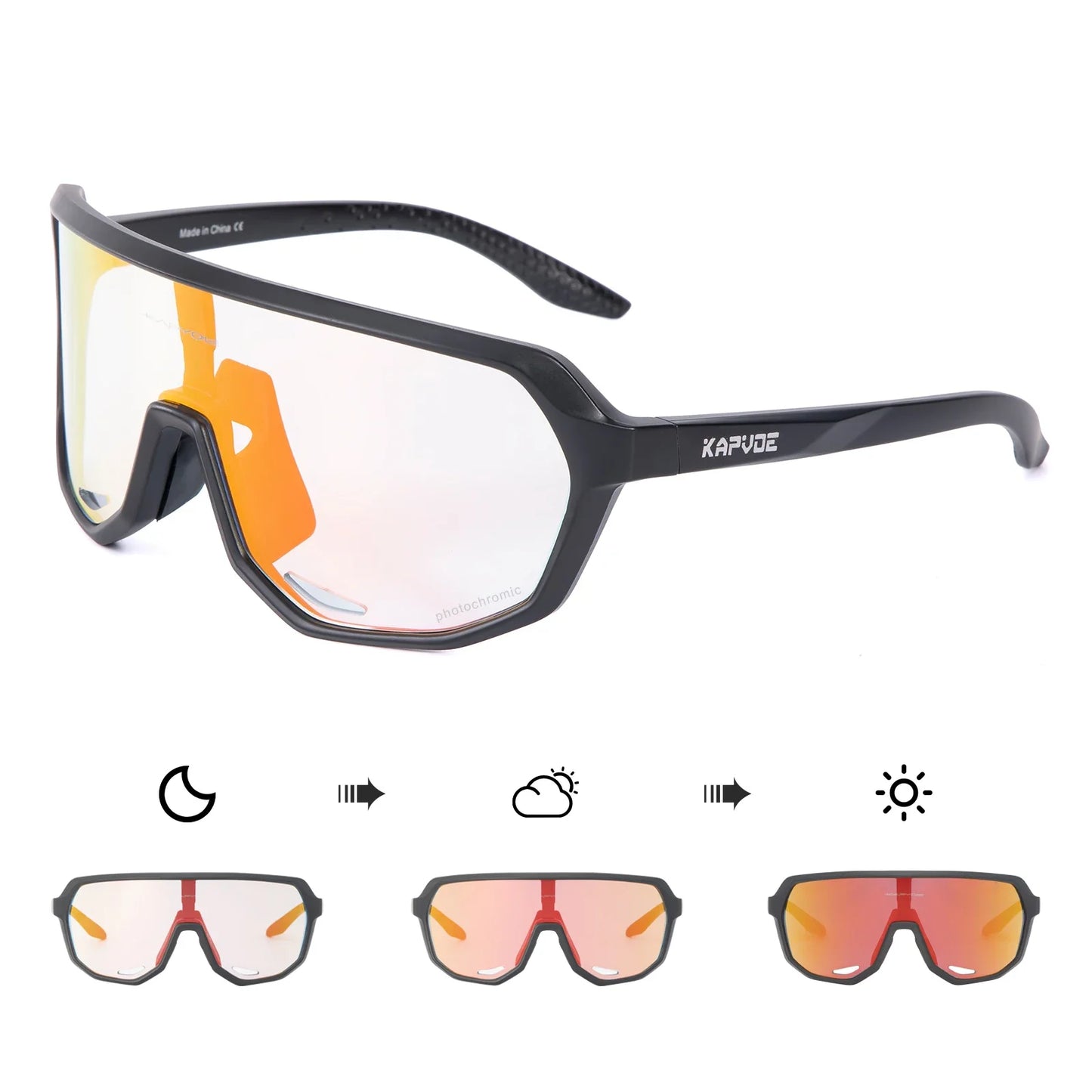 KAPVOE Photochromic Cycling Glasses Sports Sunglasses for Men Women UV400 Protection Bicycle MTB Mountain Bike Sunglasses
