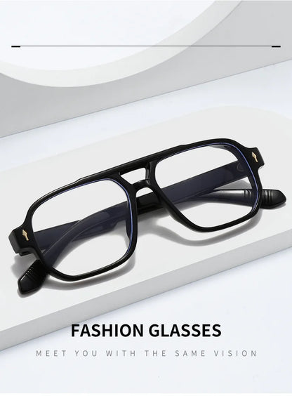 SHAUNA Double Bridges Anti Blue Light Retro Women Square Glasses Frame Fashion Men Optical Eyewear