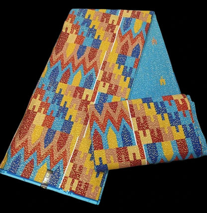 KENTE 4+2YARD 2024 Latest Design 6 Yards/lot African Fabric Gold Powder Ankara 100% Cotton Farbic For Sewing Wax Print Fabric