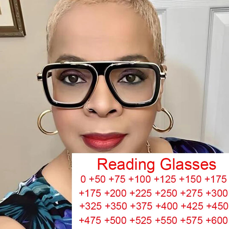 Transparent HD Anti Blue Light Reading Glasses Luxury Brand Punk Square Eyeglasses Women Men Reader Farsighted Eyewear Okulary