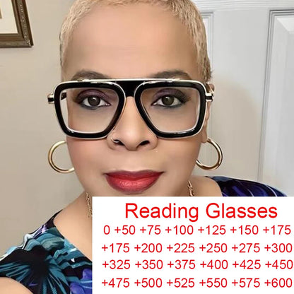 Transparent HD Anti Blue Light Reading Glasses Luxury Brand Punk Square Eyeglasses Women Men Reader Farsighted Eyewear Okulary