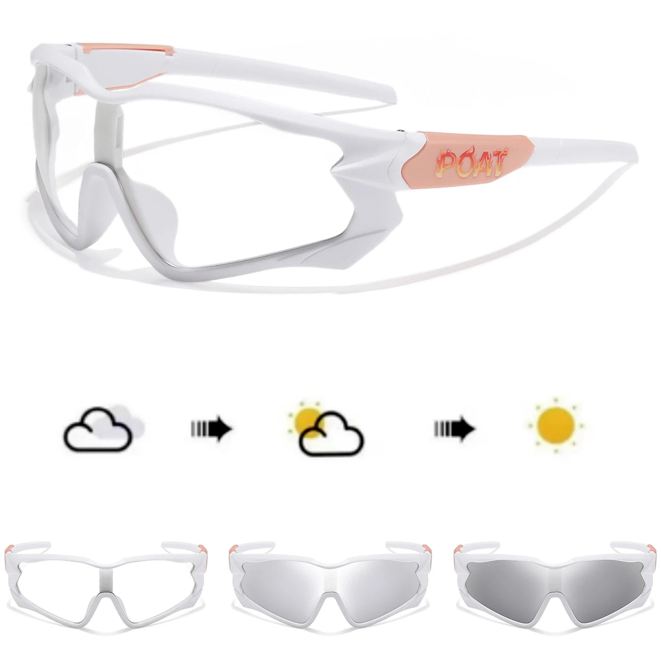 POAT Brand Photochromic Eyewear for Men Women MTB Bike Bicycle Cycling Fishing Running Glasses New Style Sunglasses Sports