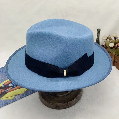 wool Derby Hat men hat male fedora with knot  felt hat for summer jazz disco hat for men black fedora hat small brim hat