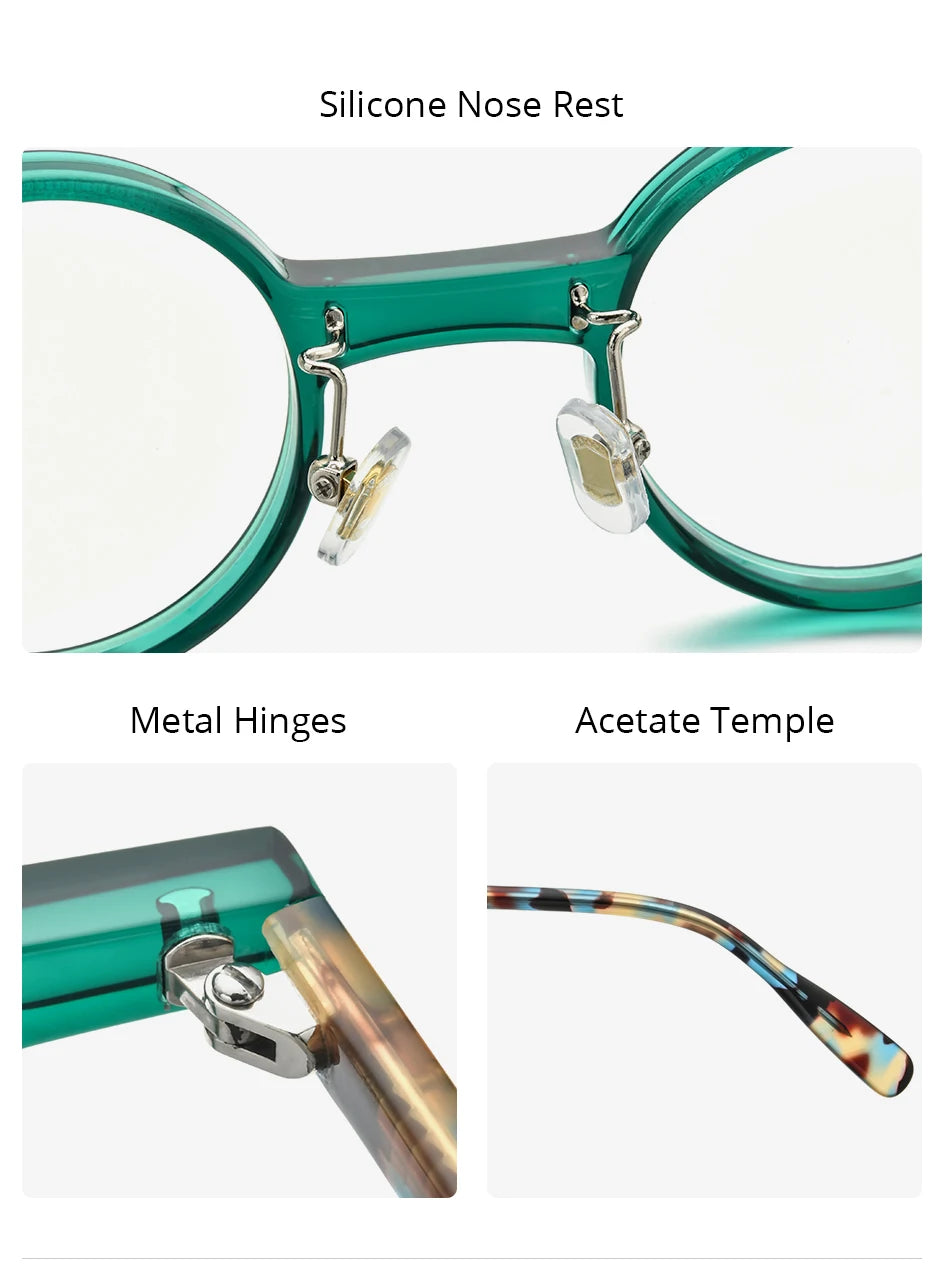 FONEX HEPIDEM Acetate Eyeglasses Frame Men 2025 New Small Round Brand Design Glasses Women Retro Vintage Eyewear Spectacles 9341