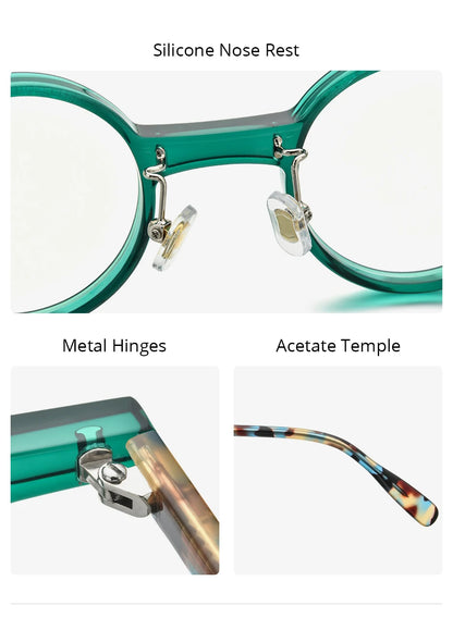 FONEX HEPIDEM Acetate Eyeglasses Frame Men 2025 New Small Round Brand Design Glasses Women Retro Vintage Eyewear Spectacles 9341