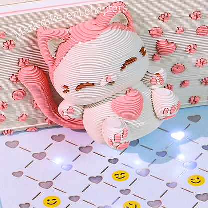 Time Piece Calendar 2026 Desk Calendar With LED Light 3D Tear-away Calendar Paper Carving Art Memo Pad Notepad Gift Christmas