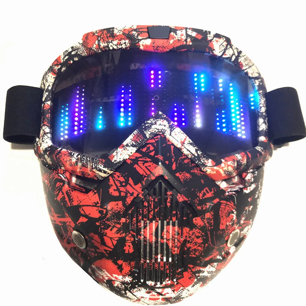 Color Bluetooth LED Display Light Up Mask Programmable Party Carnival LED Ski Goggles DIY Goggles Glasses Boy Gift Toy
