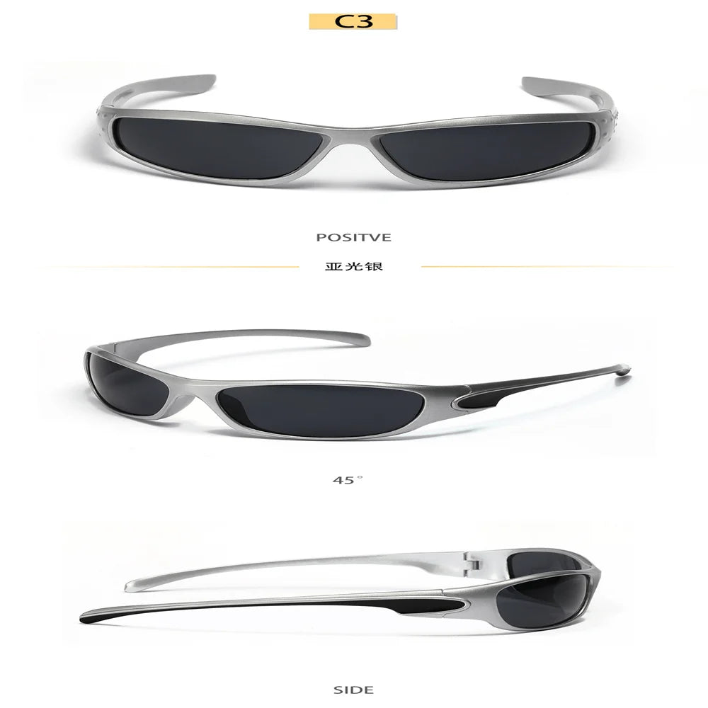 Y2K Silver Sunglasses Color Hollowed Out Future Sense Of Technology Hot Girls Net Red Sunglasses Women Sunglasses Trendy Men