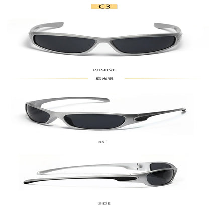 Y2K Silver Sunglasses Color Hollowed Out Future Sense Of Technology Hot Girls Net Red Sunglasses Women Sunglasses Trendy Men