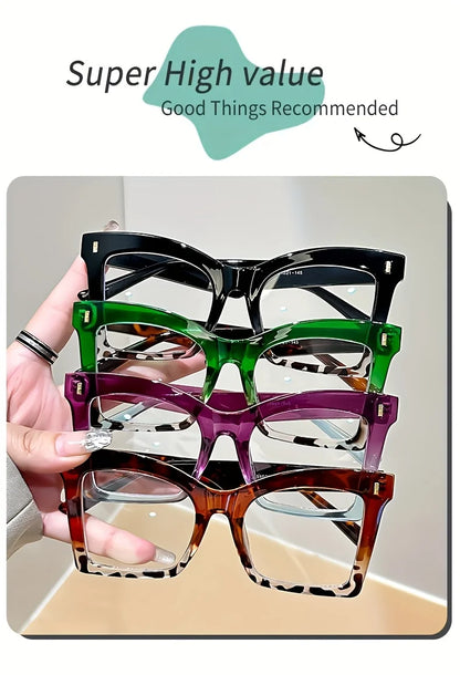 Elegant Full Rim Square Reading Glasses for Women, PC Frame, Clear Les, Magnification  1.0 to  4.0, Fashion Reading Glasses