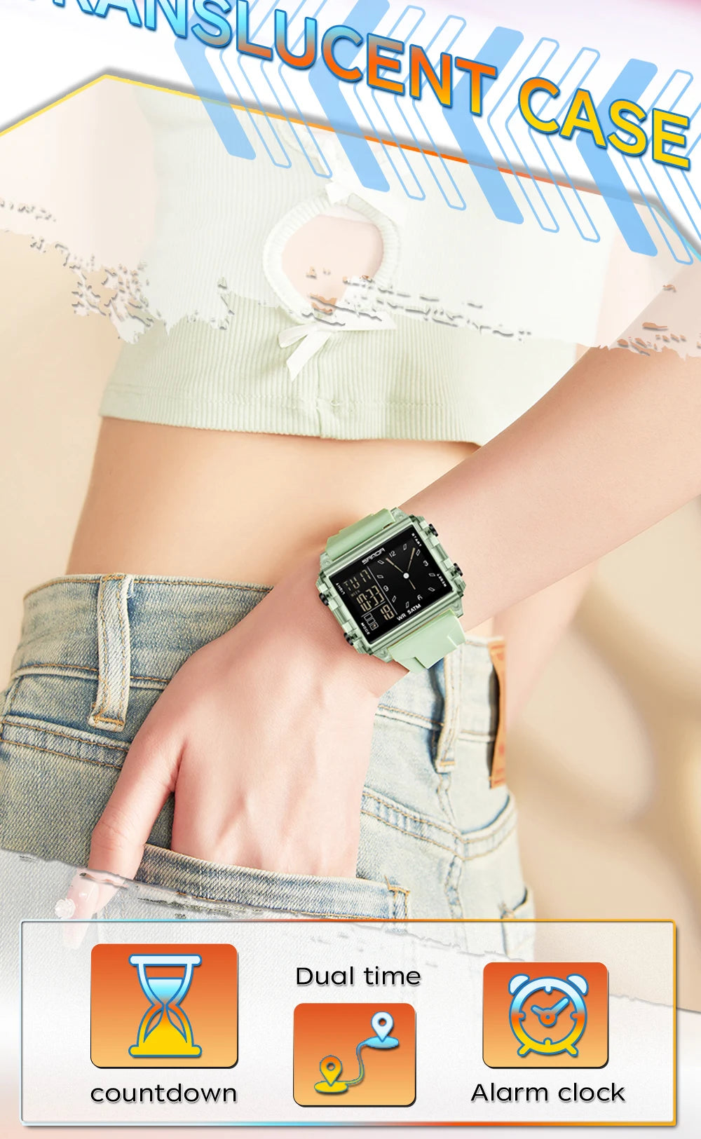 SANDA 6273 Fashion Electronic Watches for Man Luminous Calendar Waterproof Clock Outdoor Sports Casual Ladies Digital Wristwatch