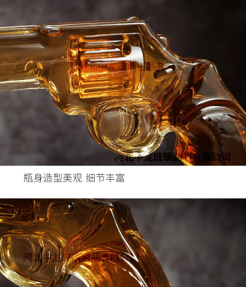 Creative Pistol-Shaped Glass Decanter Gun-Shaped Whiskey Set High Borosilicate Glass Sparkling Bottle