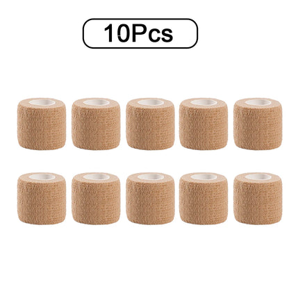 10 Rolls Athletic Wrap Tape Self Adhesive Elastic Bandage Elastoplast Sports Protector Knee Finger Shoulder Tattoo Accessories
