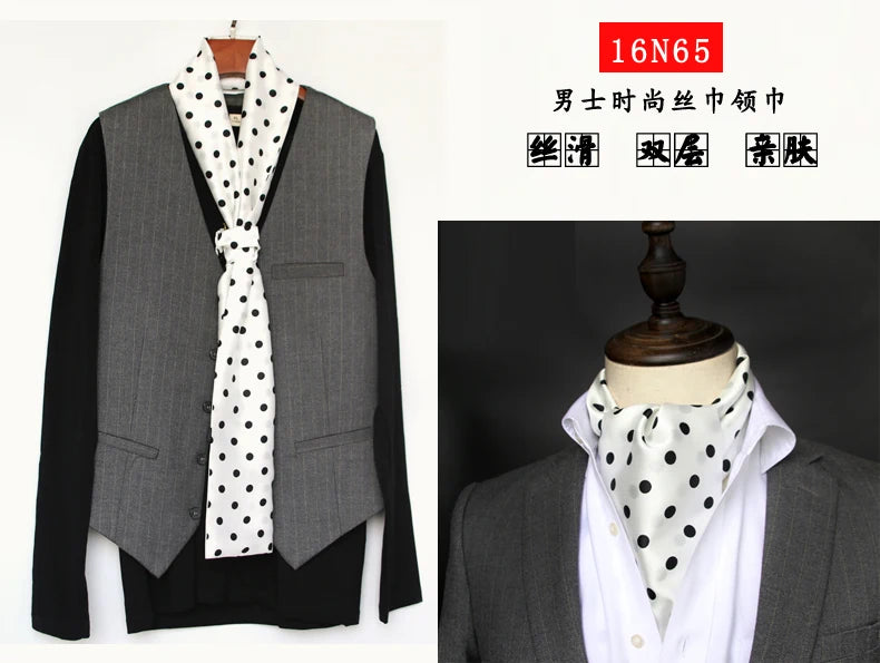 Business Scarf Hangzhou Silk Men's Scarf Long Scarf Double-Sided Trendy British European American Style Autumn Winter