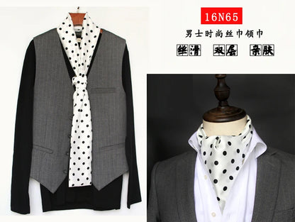 Business Scarf Hangzhou Silk Men's Scarf Long Scarf Double-Sided Trendy British European American Style Autumn Winter