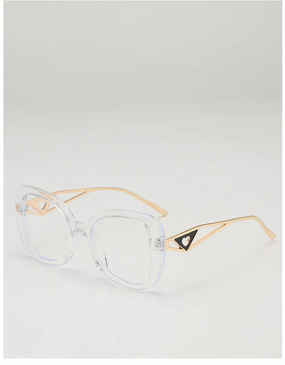 Luxury Brand Oversized Square Reading Glasses Women Triangle heart Temple Eyeglasses Blue Light Blocking Clear Computer Glasses