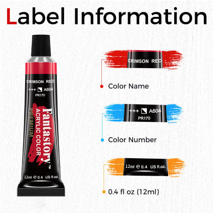 12ML 24 Colors Acrylic Paint Set with 3 Paint Brushes, Ideal Gifts for Painters, Paint Supplies for Adults, Drawing & Painting