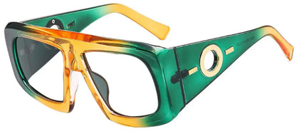 Big Square Anti Blue Light Reading Glasses Elegant Luxury Green Purple Gradient Eyeglasses Frames Prescription Hyperopia Eyewear