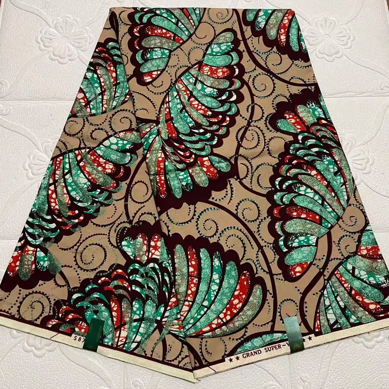 Big Flowers African Soft 100% Cotton Quality Fashion Printing Batik Hollan Ankara Wax Fabric For Sewing Women Dress 6Yards