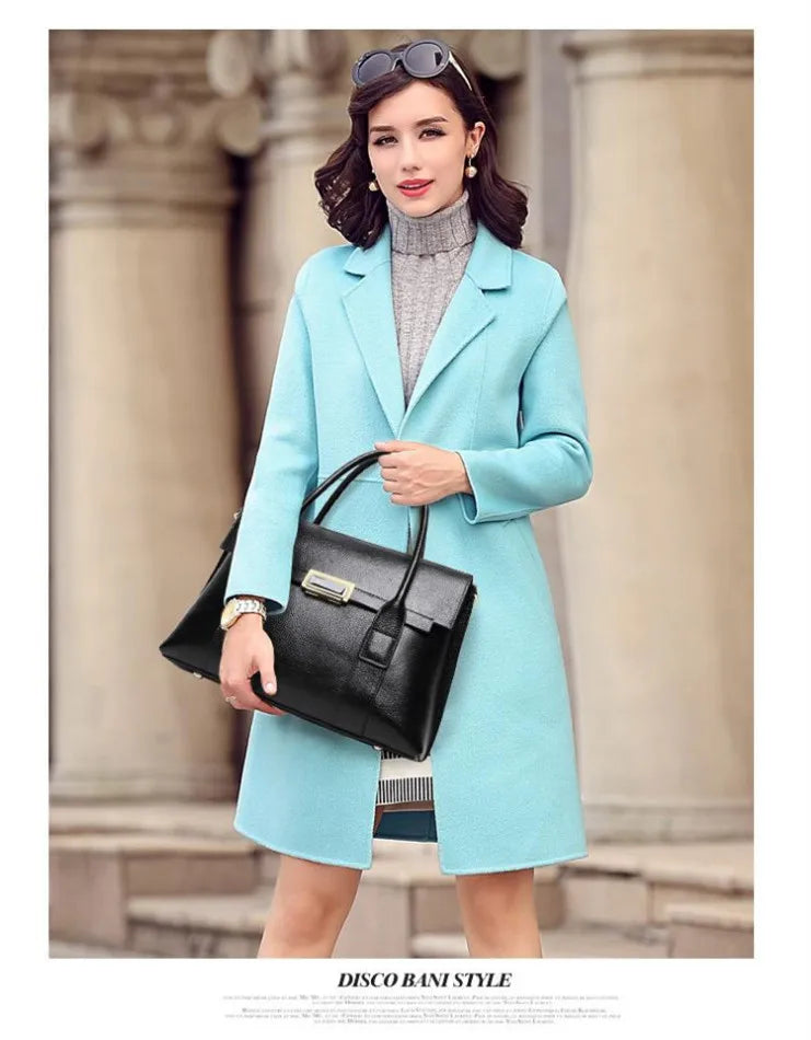 2024 New Genuine Leather Briefcase Women Handbags Large Capacity Ladies Fashion Cowhide Shoulder Messenger Bags Portable