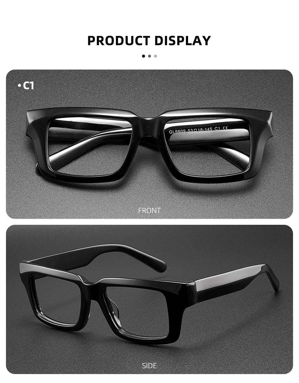 Thicken Acetate Glasses Frame Men Women Vintage Square Myopia Prescription Eyeglasses Frame Reading Glasses Luxury Brand Eyewear