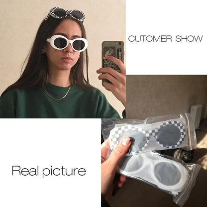 WHO CUTIE 2024 Goggles Oval Sunglasses Men Women Brand Designer 90S Colorful Retro Round Frame Kurt Cobain Shades Sun Glasses UV