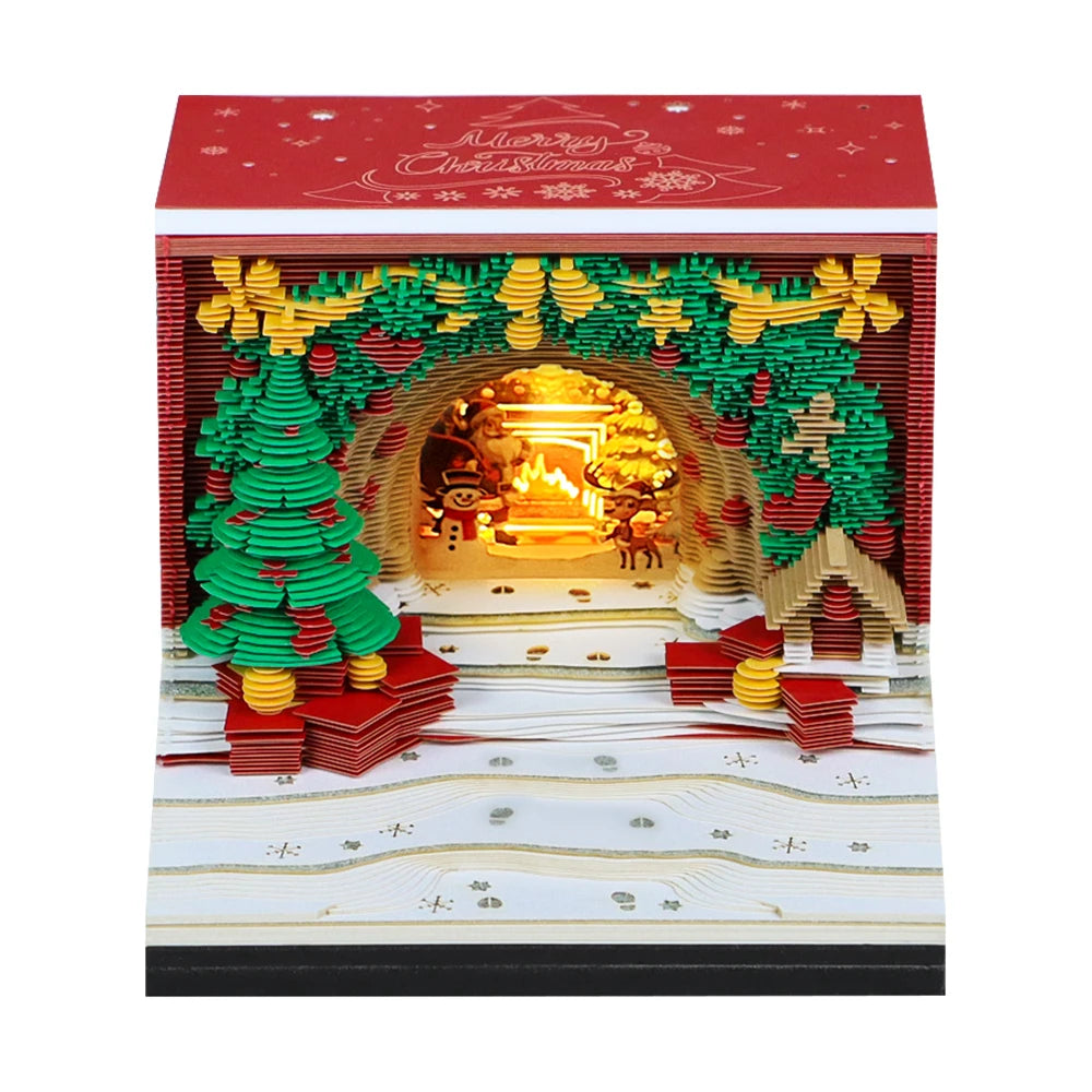 2026 3D Calendar Memo Pad Led Time Piece Calendar Tree of Chakra Desk Calendar Paper Carving Sticky Calendar For Christmas Gifts