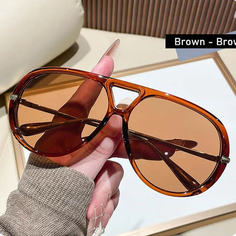 QVQV Oversized Trendy Leopard Green Sunglasses Women Summer Fashion Thick Frame Pilot Sun Glasses Luxury Brand Outdoor Shades