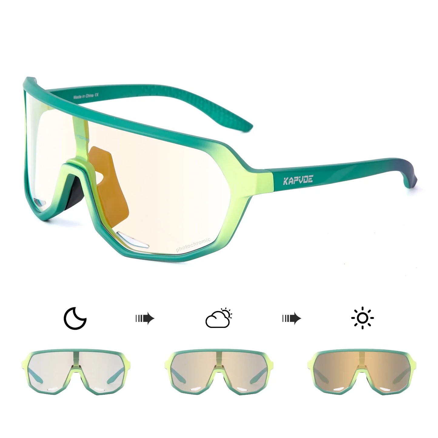 KAPVOE Photochromic Cycling Glasses Sports Sunglasses for Men Women UV400 Protection Bicycle MTB Mountain Bike Sunglasses