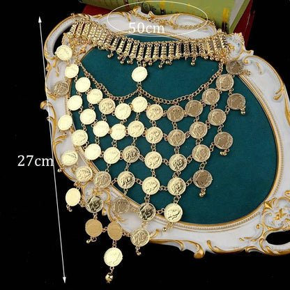 Middle East Dubai Style Metal Veil Hollow Coin Alloy Curtain Tassel Mask Cross-Border Headdress Face Covering Jewelry Accessory