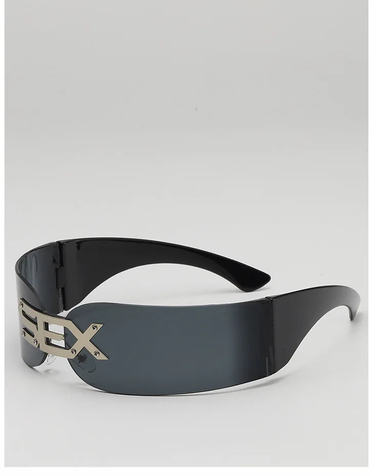 Cyberpunk Futuristic Rectangular Sunglasses Fashion Frameless Rimless Sun Glasses Letter Decoration Gafas De Sol Para Hombre