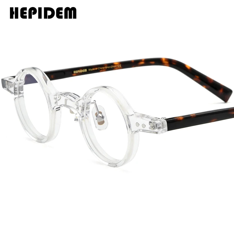 FONEX HEPIDEM Acetate Eyeglasses Frame Men 2025 New Small Round Brand Design Glasses Women Retro Vintage Eyewear Spectacles 9341