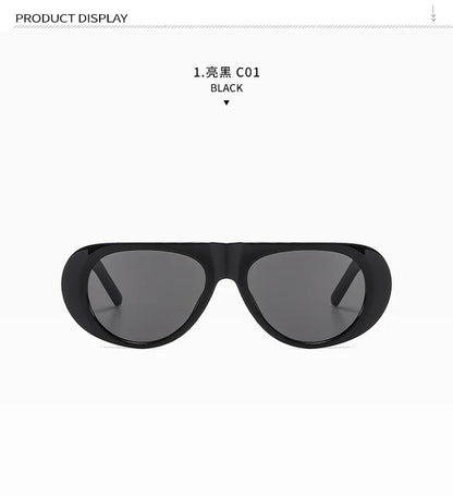 Vintage Big Frame Ellipse Women Square Sunglasses Brand Black Round Cool Men Sunglasses One Piece Designer Pilot Sun Glasses