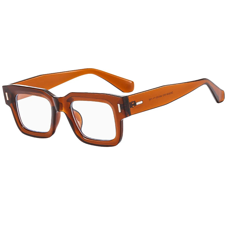 Retro Men Tea Color Square Reading Glasses Women Female Clear Resin Lens Big Eyeglasses Frame Presbyopic Glasses Oculos De Grau
