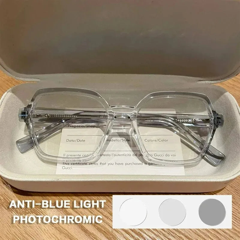 EYORA Fashion Polygon Prescription Reading Glasses Women Myopia Eyewear Hyperopia Anti Blue Light Progressive Optical Eyeglasses