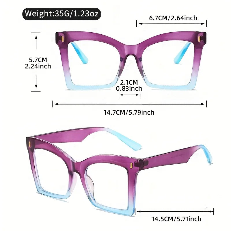 Elegant Full Rim Square Reading Glasses for Women, PC Frame, Clear Les, Magnification  1.0 to  4.0, Fashion Reading Glasses