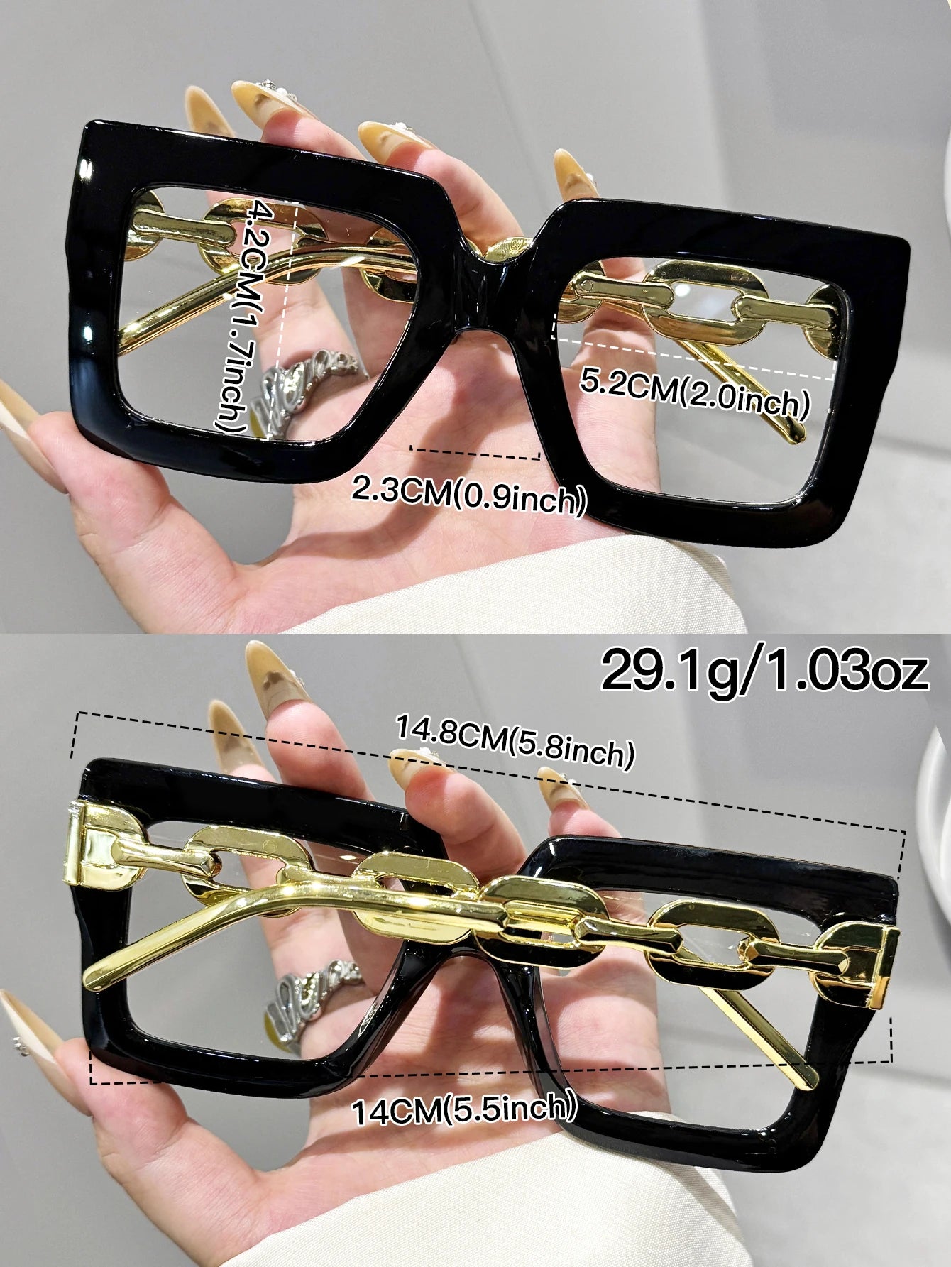 4Pcs Women's Oversized Square Frame Glasses, Fashionable Black Glasses, Tortoiseshell Glasses, Fashionable Outfits, Holiday Gift