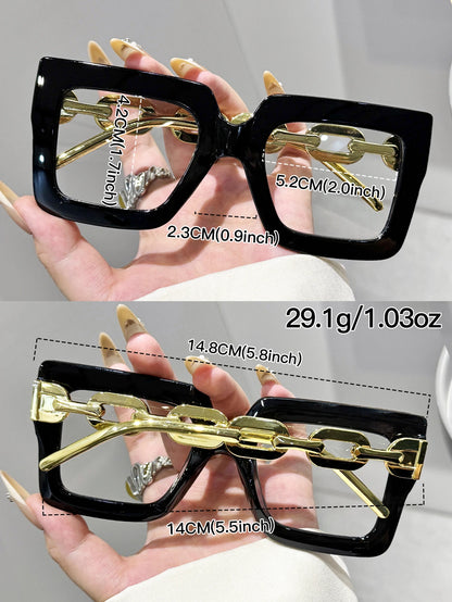 4Pcs Women's Oversized Square Frame Glasses, Fashionable Black Glasses, Tortoiseshell Glasses, Fashionable Outfits, Holiday Gift