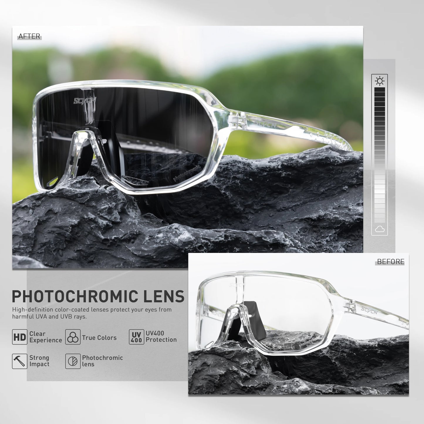 SCVCN Photochromic Sports Sunglasses Cycling Glasses UV400 Women Driving for Men Mountain MTB Bike Bicycle Goggles