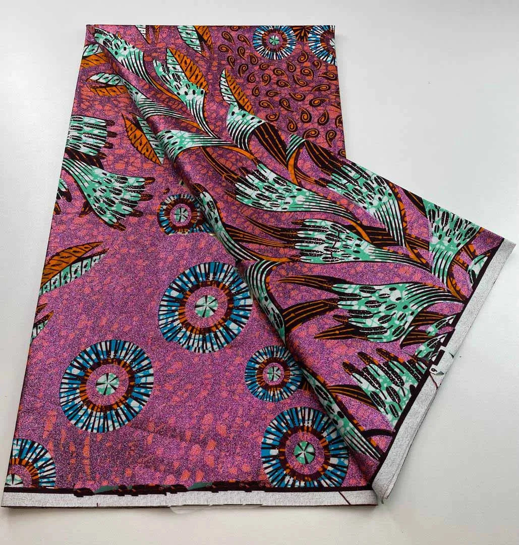 100%Certified Grand Super African Wax Nigerian GlitterGlam Gold Embellished Ankara Wax Printed Fabric Real Original For Sewing